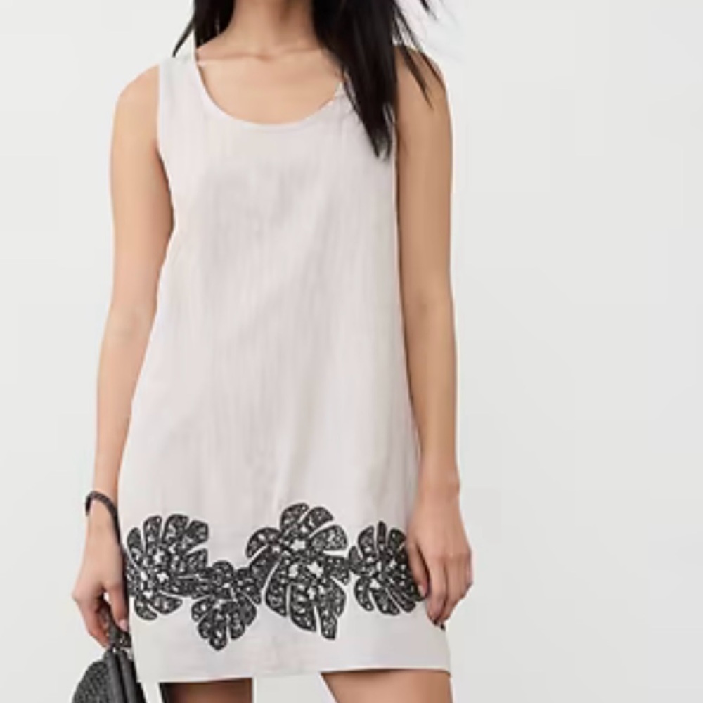 Banana Republic Sleeveless Dress with Black Leaf Design NWT